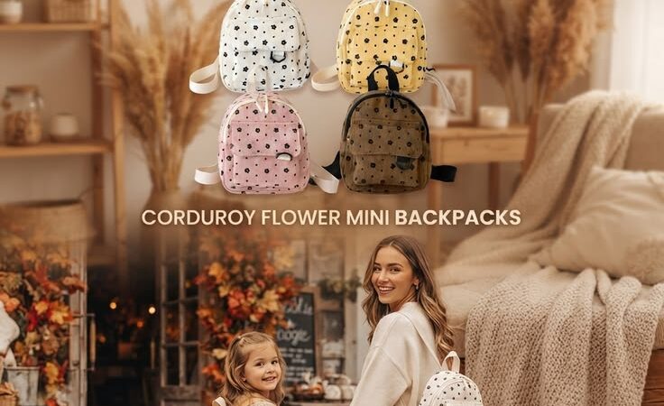 π Parent-Child Autumn Coziness: Flower Corduroy Mini Backpacks