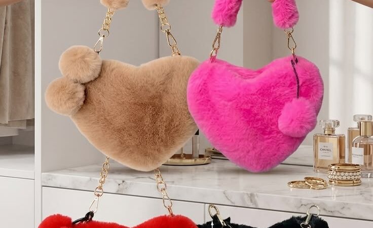 Trendy Plush Love Heart Purses | Cute Faux Fur Handbags ЁЯТЦ