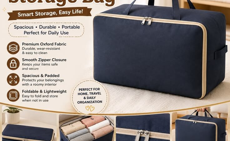 Foldable Oxford Fabric Storage Bag – Zippered Carry Organizer