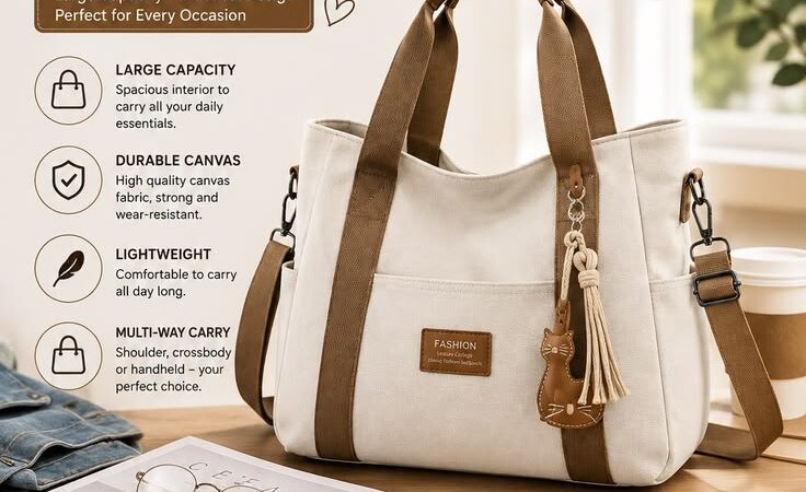Canvas Ladies Bag | Large Capacity Shoulder & Crossbody Handbag for Everyday Use