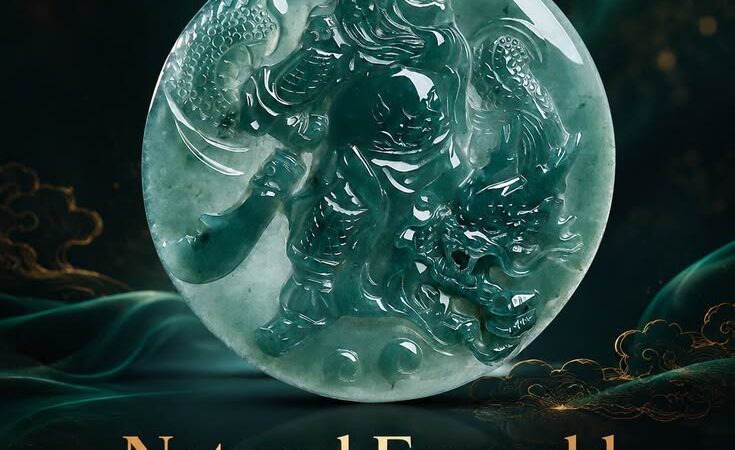 Natural Emerald Jade Guan Yu Dragon Pendant Necklace