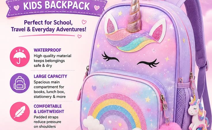 π¦ Unicorn Rainbow Kids Backpack | Waterproof School Bag for Girls