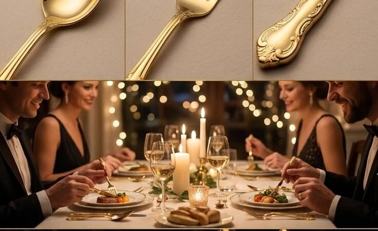 24-Piece Gold Stainless Steel Cutlery Set – Royal Spoon, Fork & Knife Dinnerware Set for Kitchen