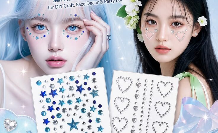 Star Diamond Rhinestone Stickers – Self-Adhesive Gems for Face, Crafts & Parties