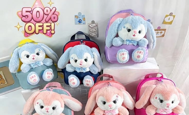 Plush 3D Rabbit Backpack | Cute Cartoon School Bag for Kids